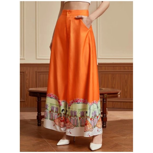 Francesca Lazzari x SHEIN | Figure and Floral Print Wide Leg Pants | NWT - Picture 4 of 6